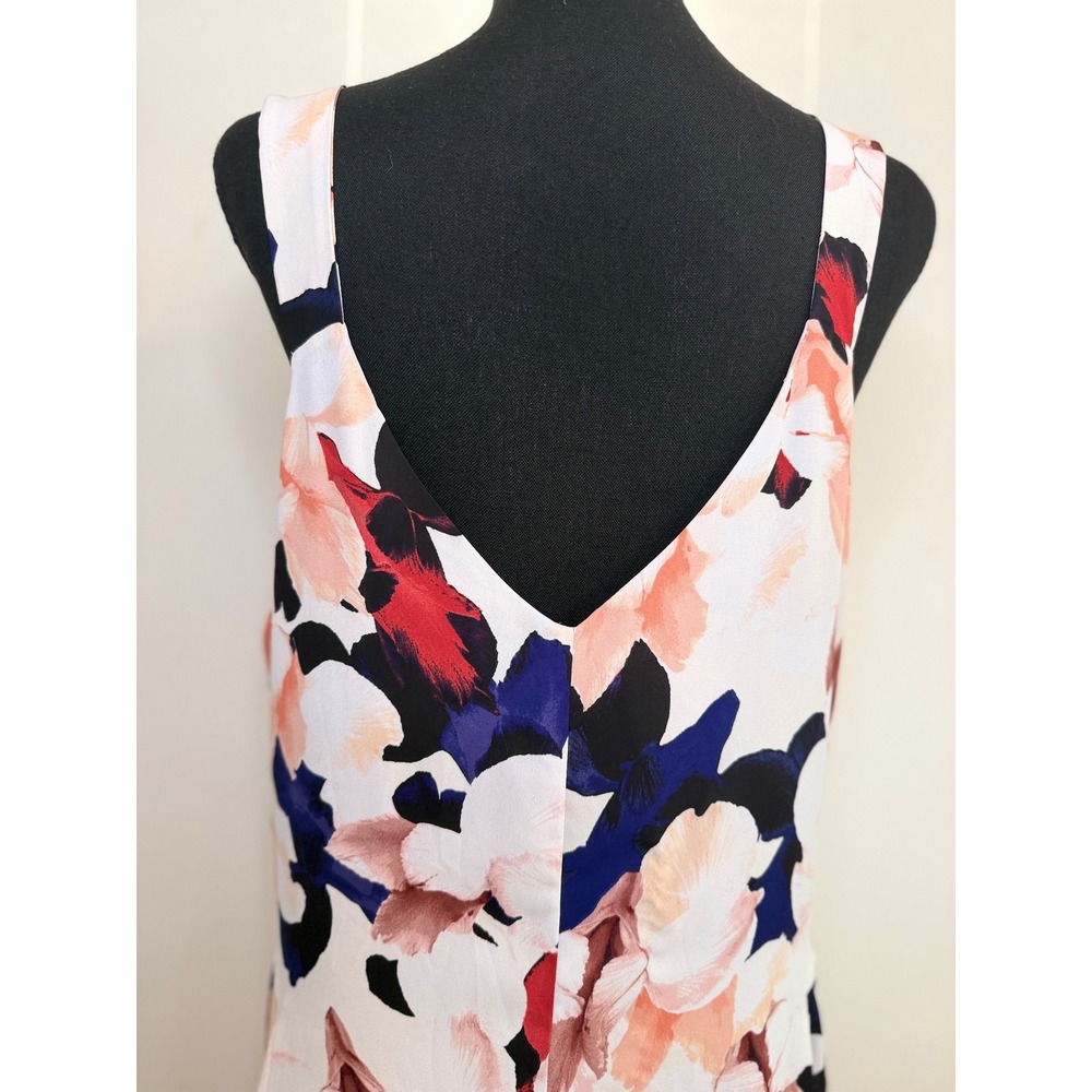 1. State Size Large Floral Mini Shift V-Neck Sleeveless Flowy Chiffon Sundress - Picture 7 of 9